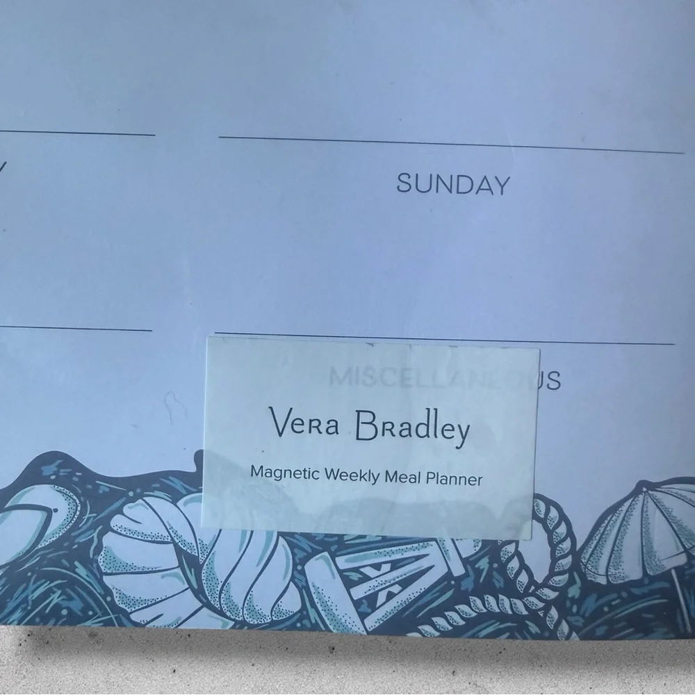 NWT Vera Bradley Magnetic Weekly Meal Planner Shore Enough